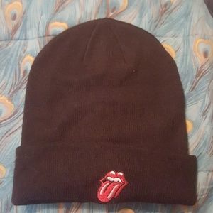 Black rolling stones beanie